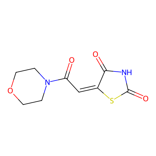 (5E)-4-hydroxy-5-[2-(morpholin-4-yl)-2-oxoethylidene]-1,3-thiazol-2(5H)-one structure