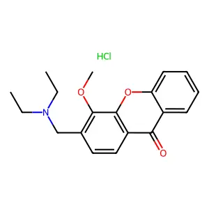 Xanthen-9-one, 3-(diethylamino)methyl-4-methoxy-, hydrochloride structure