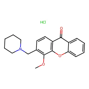 Xanthen-9-one, 4-methoxy-3-piperidinomethyl-, hydrochloride structure