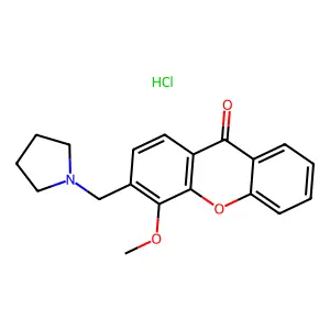 Xanthen-9-one, 4-methoxy-3-pyrrolidinylmethyl-, hydrochloride structure