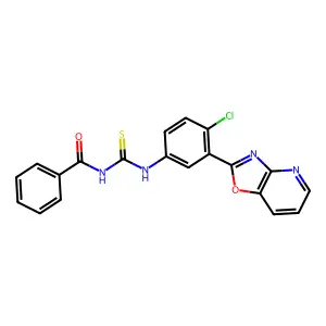 N-[[4-chloro-3-([1,3]oxazolo[4,5-b]pyridin-2-yl)phenyl]carbamothioyl]benzamide structure