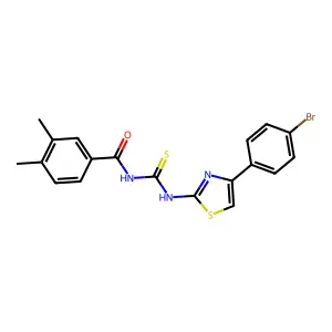 N-[[4-(4-bromophenyl)-1,3-thiazol-2-yl]carbamothioyl]-3,4-dimethylbenzamide structure