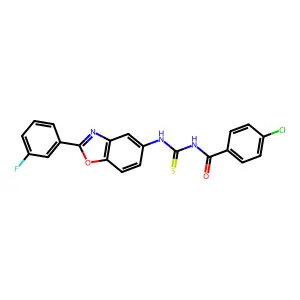 4-chloro-N-[[2-(3-fluorophenyl)-1,3-benzoxazol-5-yl]carbamothioyl]benzamide structure