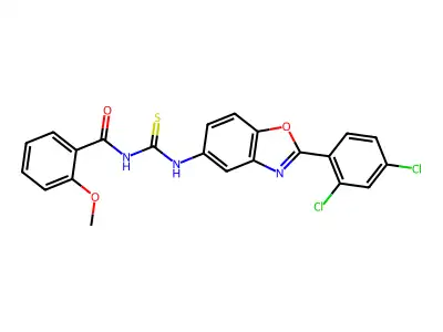 N-[[2-(2,4-dichlorophenyl)-1,3-benzoxazol-5-yl]carbamothioyl]-2-methoxybenzamide structure