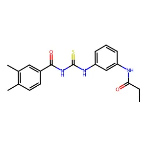 N-[3-({[(3,4-dimethylbenzoyl)amino]carbothioyl}amino)phenyl]propanamide structure