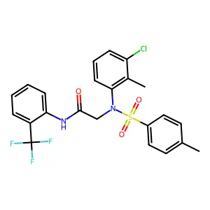 2-(3-chloro-2-methyl-N-(4-methylphenyl)sulfonylanilino)-N-[2-(trifluoromethyl)phenyl]acetamide structure