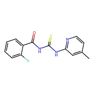 2-fluoro-N-[(4-methylpyridin-2-yl)carbamothioyl]benzamide structure