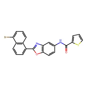 N-[2-(5-bromonaphthalen-1-yl)-1,3-benzoxazol-5-yl]thiophene-2-carboxamide structure