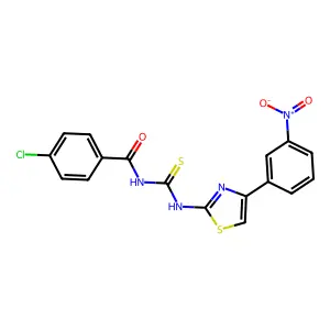 4-chloro-N-[[4-(3-nitrophenyl)-1,3-thiazol-2-yl]carbamothioyl]benzamide structure