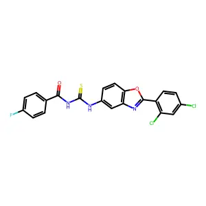 N-[[2-(2,4-dichlorophenyl)-1,3-benzoxazol-5-yl]carbamothioyl]-4-fluorobenzamide structure