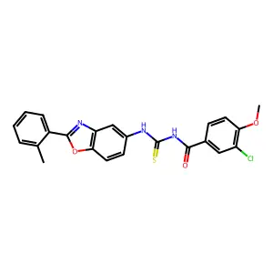 3-chloro-4-methoxy-N-[[2-(2-methylphenyl)-1,3-benzoxazol-5-yl]carbamothioyl]benzamide structure