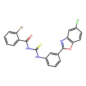 2-bromo-N-[[3-(5-chloro-1,3-benzoxazol-2-yl)phenyl]carbamothioyl]benzamide structure
