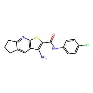 3-amino-N-(4-chlorophenyl)-6,7-dihydro-5H-cyclopenta[b]thieno[3,2-e]pyridine-2-carboxamide structure