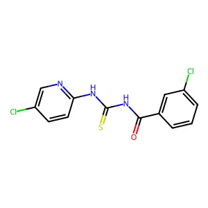 3-chloro-N-[(5-chloropyridin-2-yl)carbamothioyl]benzamide structure