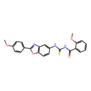 2-methoxy-N-[[2-(4-methoxyphenyl)-1,3-benzoxazol-5-yl]carbamothioyl]benzamide structure