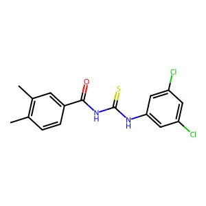 N-[(3,5-dichlorophenyl)carbamothioyl]-3,4-dimethylbenzamide structure