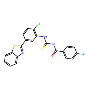 N-{[5-(1,3-benzothiazol-2-yl)-2-chlorophenyl]carbamothioyl}-4-fluorobenzamide structure