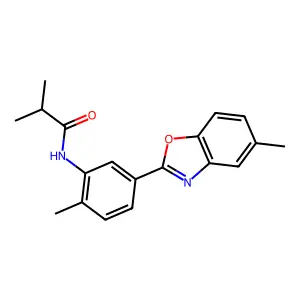 2-methyl-N-[2-methyl-5-(5-methyl-1,3-benzoxazol-2-yl)phenyl]propanamide structure