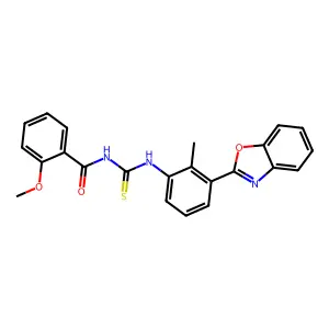 N-[[3-(1,3-benzoxazol-2-yl)-2-methylphenyl]carbamothioyl]-2-methoxybenzamide structure