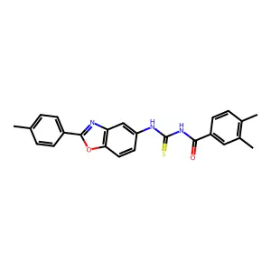 3,4-dimethyl-N-[[2-(4-methylphenyl)-1,3-benzoxazol-5-yl]carbamothioyl]benzamide structure
