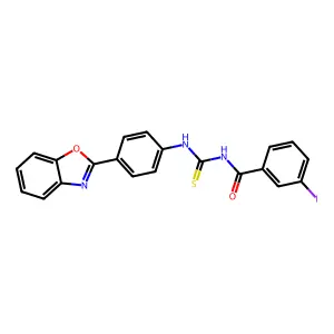 N-[[4-(1,3-benzoxazol-2-yl)phenyl]carbamothioyl]-3-iodobenzamide structure