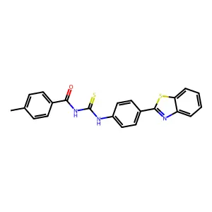 N-[[4-(1,3-benzothiazol-2-yl)phenyl]carbamothioyl]-4-methylbenzamide structure
