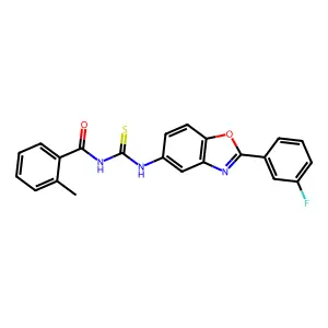 N-[[2-(3-fluorophenyl)-1,3-benzoxazol-5-yl]carbamothioyl]-2-methylbenzamide structure