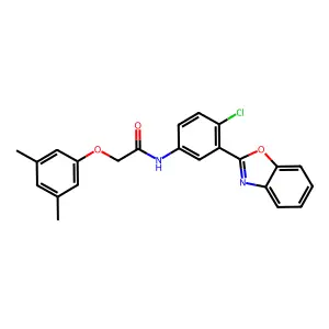 N-[3-(1,3-benzoxazol-2-yl)-4-chlorophenyl]-2-(3,5-dimethylphenoxy)acetamide structure