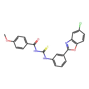 N-[[3-(5-chloro-1,3-benzoxazol-2-yl)phenyl]carbamothioyl]-4-methoxybenzamide structure