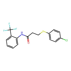3-(4-chlorophenyl)sulfanyl-N-[2-(trifluoromethyl)phenyl]propanamide structure