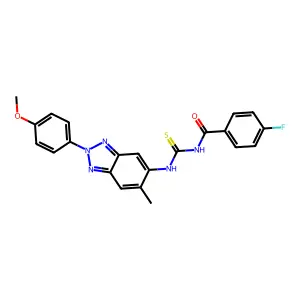 4-fluoro-N-[[2-(4-methoxyphenyl)-6-methylbenzotriazol-5-yl]carbamothioyl]benzamide structure