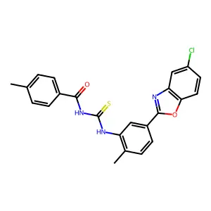 N-[[5-(5-chloro-1,3-benzoxazol-2-yl)-2-methylphenyl]carbamothioyl]-4-methylbenzamide structure