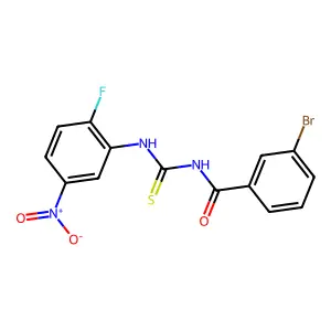 3-bromo-N-[(2-fluoro-5-nitrophenyl)carbamothioyl]benzamide structure