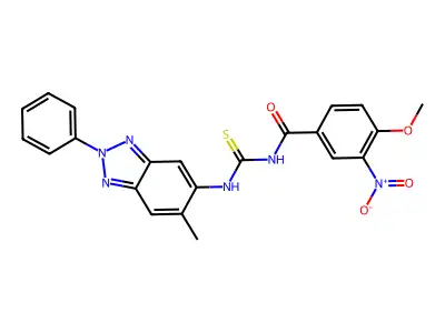 4-methoxy-N-[(6-methyl-2-phenylbenzotriazol-5-yl)carbamothioyl]-3-nitrobenzamide structure