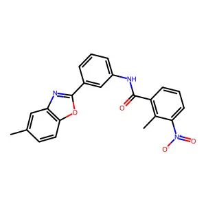 2-methyl-N-[3-(5-methyl-1,3-benzoxazol-2-yl)phenyl]-3-nitrobenzamide structure