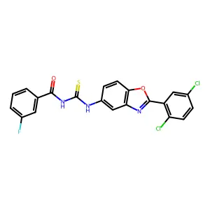 N-[[2-(2,5-dichlorophenyl)-1,3-benzoxazol-5-yl]carbamothioyl]-3-fluorobenzamide structure