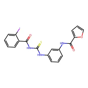 N-[3-[(2-iodobenzoyl)carbamothioylamino]phenyl]furan-2-carboxamide structure