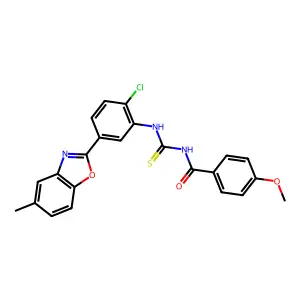 N-[[2-chloro-5-(5-methyl-1,3-benzoxazol-2-yl)phenyl]carbamothioyl]-4-methoxybenzamide structure