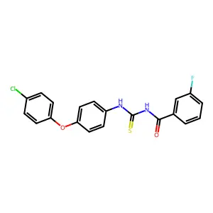 N-[[4-(4-chlorophenoxy)phenyl]carbamothioyl]-3-fluorobenzamide structure