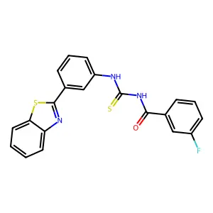 N-[[3-(1,3-benzothiazol-2-yl)phenyl]carbamothioyl]-3-fluorobenzamide structure