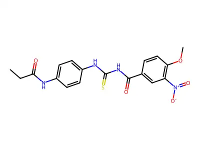 4-methoxy-3-nitro-N-[[4-(propanoylamino)phenyl]carbamothioyl]benzamide structure