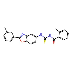 2-methyl-N-[[2-(3-methylphenyl)-1,3-benzoxazol-5-yl]carbamothioyl]benzamide structure