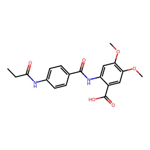 4,5-Dimethoxy-2-[[4-(propanoylamino)benzoyl]amino]benzoic acid structure