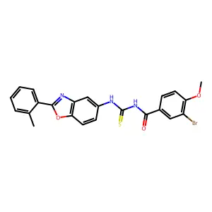 3-bromo-4-methoxy-N-[[2-(2-methylphenyl)-1,3-benzoxazol-5-yl]carbamothioyl]benzamide structure