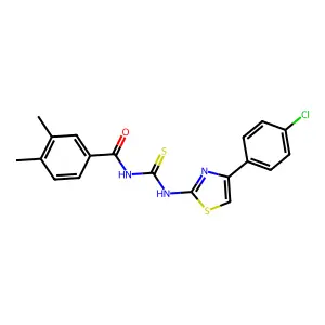 N-[[4-(4-chlorophenyl)-1,3-thiazol-2-yl]carbamothioyl]-3,4-dimethylbenzamide structure
