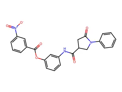 3-{[(5-Oxo-1-phenylpyrrolidin-3-yl)carbonyl]amino}phenyl 3-nitrobenzoate structure