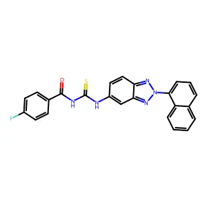 4-fluoro-N-[(2-naphthalen-1-ylbenzotriazol-5-yl)carbamothioyl]benzamide structure