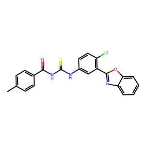 N-[[3-(1,3-benzoxazol-2-yl)-4-chlorophenyl]carbamothioyl]-4-methylbenzamide structure