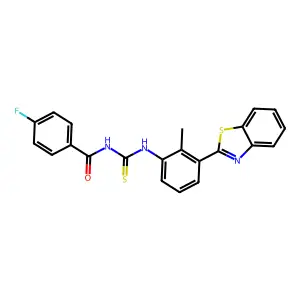 N-[[3-(1,3-benzothiazol-2-yl)-2-methylphenyl]carbamothioyl]-4-fluorobenzamide structure