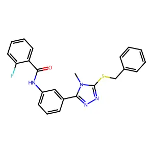 N-[3-(5-benzylsulfanyl-4-methyl-1,2,4-triazol-3-yl)phenyl]-2-fluorobenzamide structure